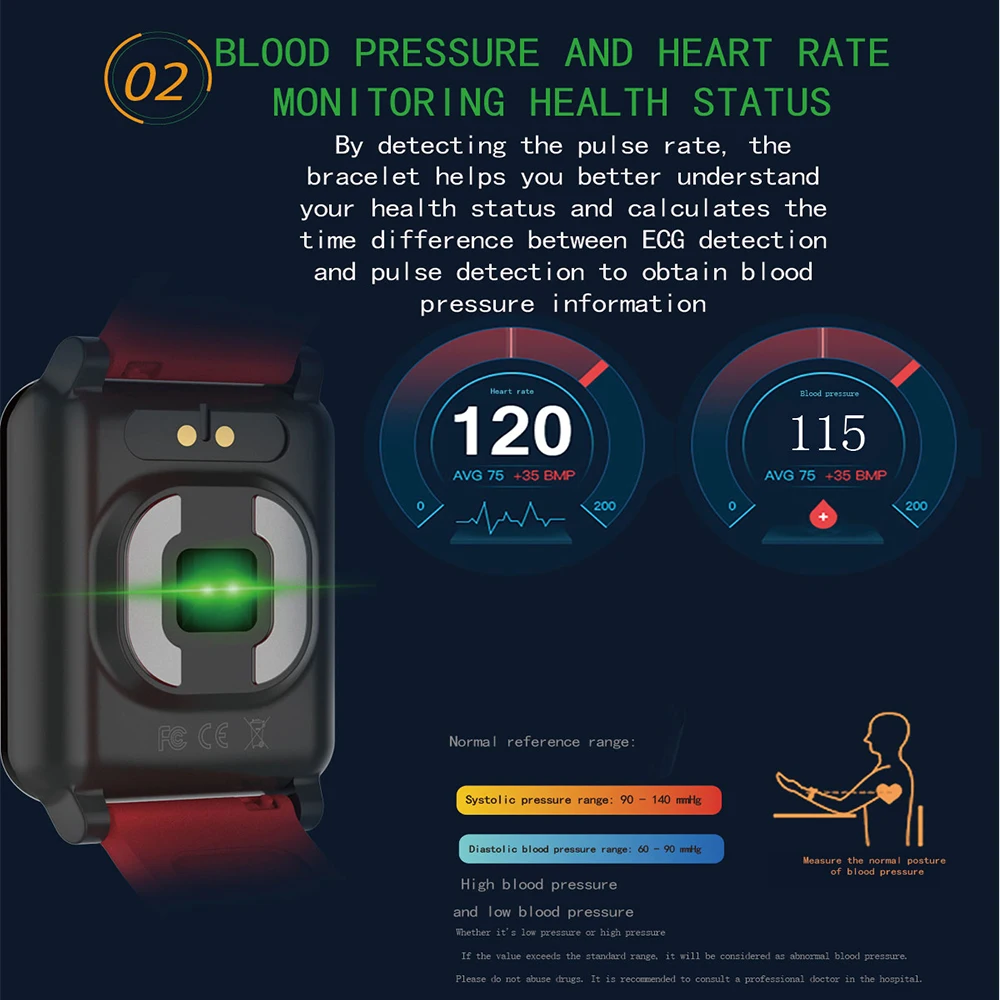 Smart Watch ECG+PPG Smart Wristband Fitness Tracker Heart Rate Monitor Blood Pressure Watch Smart Bracelet for IOS Android Phone