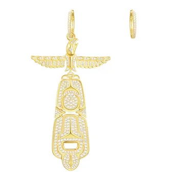 

SLJELY 925 Sterling Silver Yellow Gold Color Asymmetric Thunderbird Totem Earrings Micro Cubic Zirconia for Women Luxury Jewelry