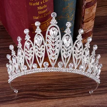 Новая свадебная корона в стиле барокко Принцесса Кристалл Свадебная Корона-Тиара Стразы Диадемы женские повязки на голову большой драгоценный камень аксессуары для волос