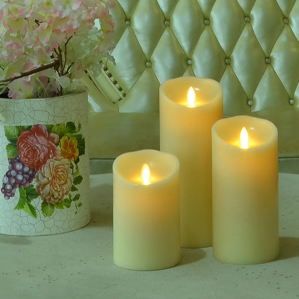 Luminara Flameless LED Candles Ivory Real Wax Candle 3.5 By 5,7,9 Inch