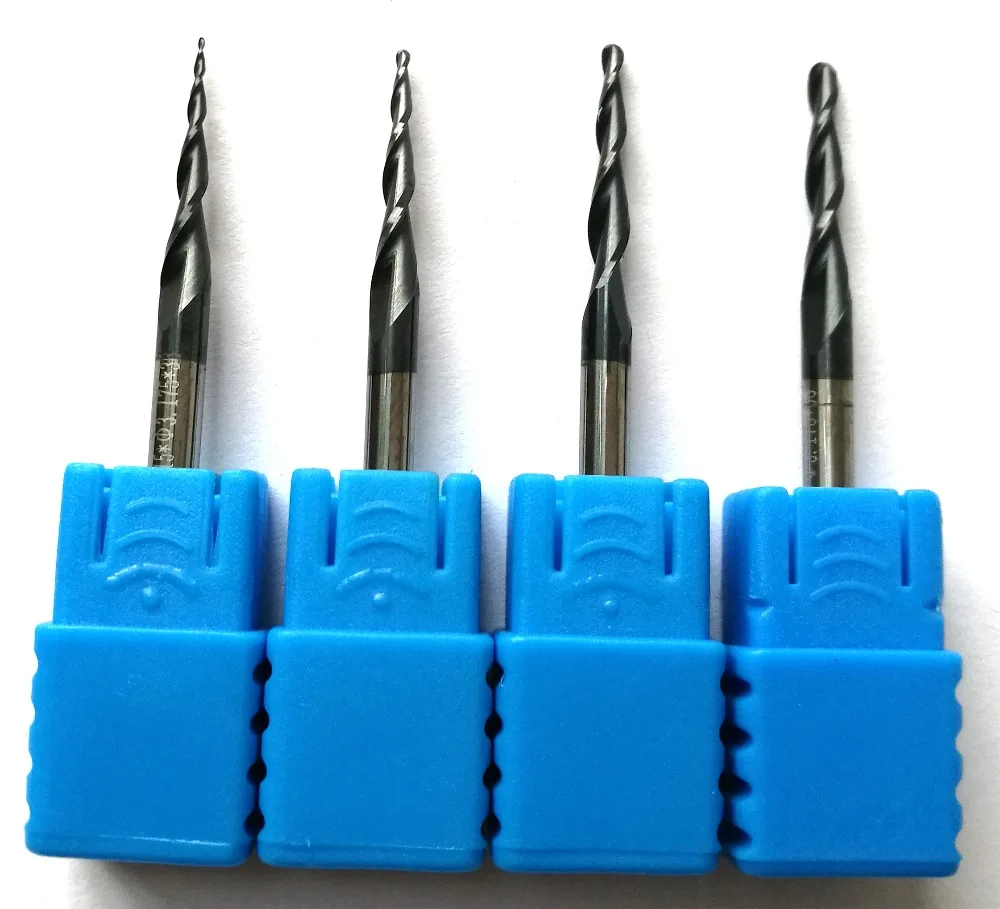 

1pc 3.175mm(1/8") shank Tungsten solid carbide Tapered Ball Nose End Mills and cone cutter HRC55 with coating