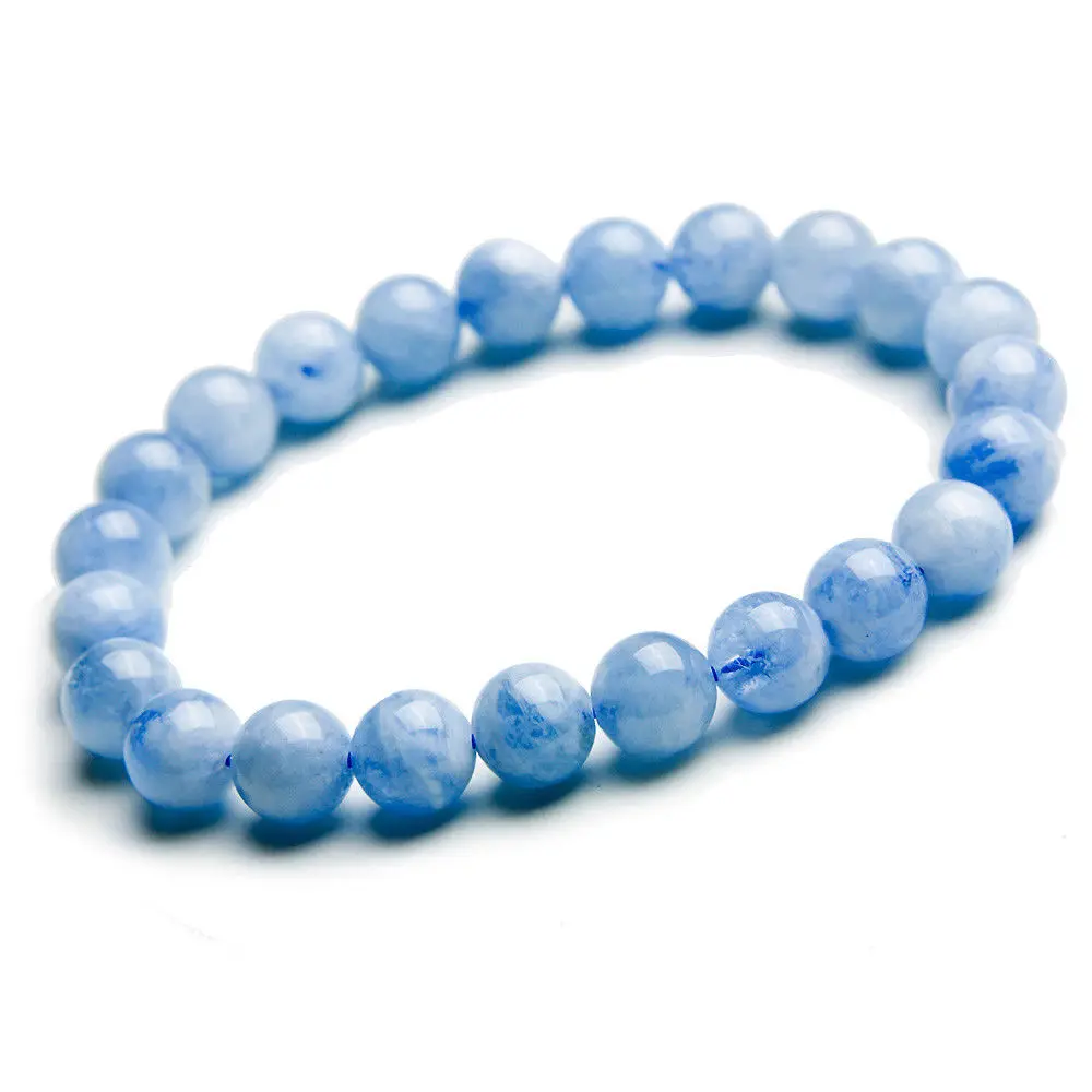 

Genuine Natural Blue Aquamarine Stone Women Men Round Beads Bracelet Gift Aquamarine Best Stretch 7mm 8mm 9mm 10mm AAAA Jewelry
