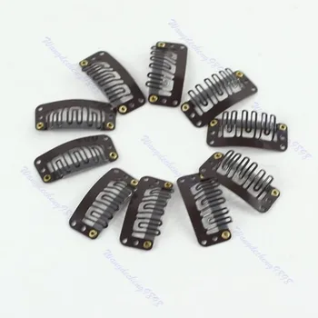 

10 PCS 32mm U Shape Snap Metal Hair Clips For Hair Extensions Weft Clip-on Wig Beige/Brown/Black Color