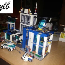 Mylb городской полицейский участок мотоцикл вертолет модель строительные наборы совместимы с городские кварталы развивающие игрушки