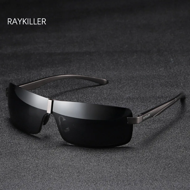 

RAYKILLER Aluminium Rectangle Pilot mens Polarized Sunglasses Fishing Eyewear Mirrored lens UV400 protection Outdoor with Case