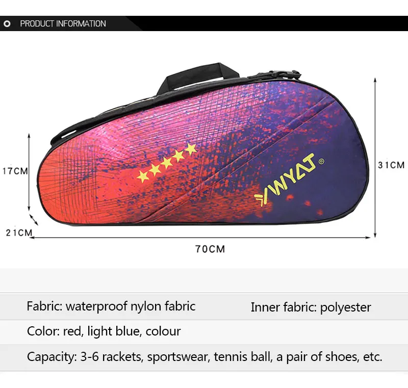 Двухслойная теннисная сумка ракетка спортивный рюкзак большой цветной узор 7 шт. теннисные сумки для ракетки дизайн для бадминтона