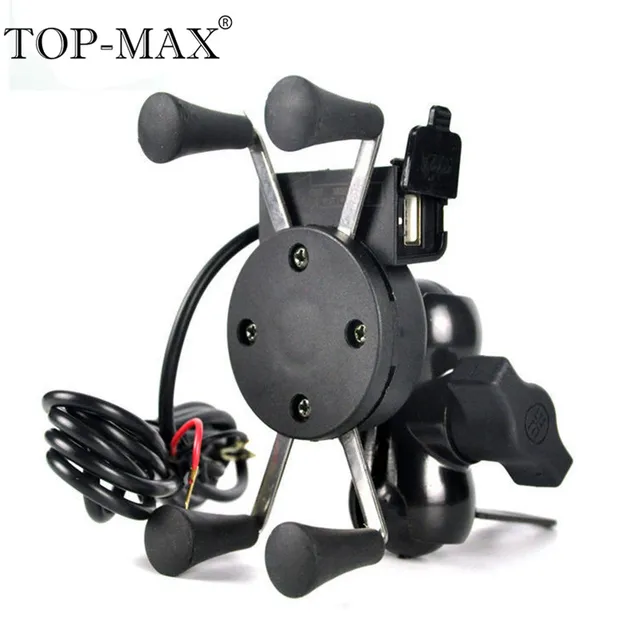 Cheap TOP-MAX Universal 360 Rotating Motorcycle Bike X Grip Mount Smart Phone Holder With USB Charger For 3.5-6 Inches Cell Phone Cheap TOP-MAX Universal 360 Rotating Motorcycle Bike X Grip Mount Smart Phone Holder With USB Charger For 3.5-6 Inches Cell Phone