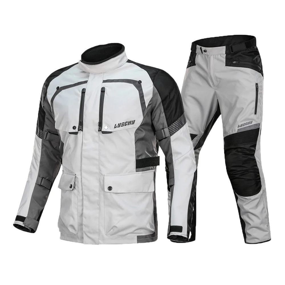 LYSCHY мотоциклетная куртка летняя Водонепроницаемая мотоциклетная куртка дышащая мотоциклетная Защитная Экипировка Броня мото одежда - Цвет: LYSCHY-Gray Suit