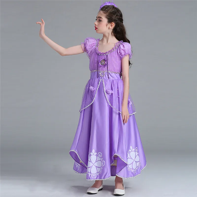 

Purple Sofia Princess Dress Formal Halloween Party Dresses Costume Girls Long Sleeveless Dress Clothing for 4 to 10 Years Kids