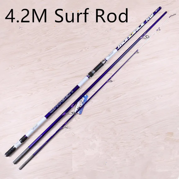 

Free Shipping Fishing Rod 3 Section Lure Weight 100g-200g Surf Fishing Rod 4.2m High Carbon SurfCasting Rod
