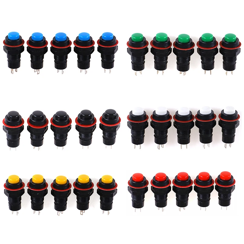 5pcs self-reset push button switch 10mm self return momentary push button switc*