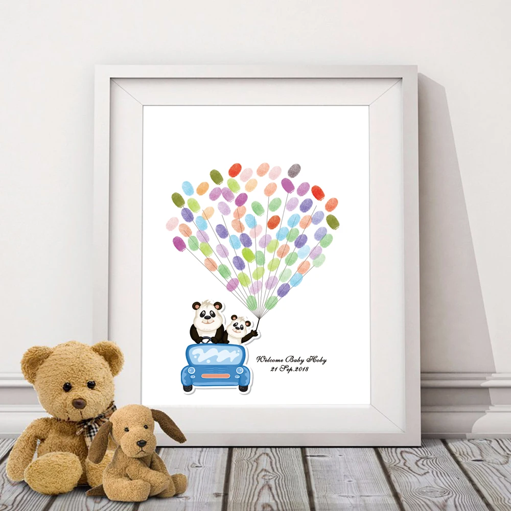 

Cute Pandas,Baby Shower Fingerprint Signature Guest Book,1st Holy Communion Attendance Thumbprint Guestbook,Kids Birthday Gift