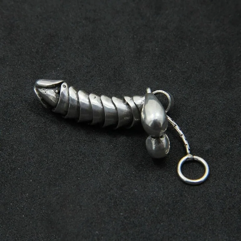 Produtos de Prata Pingente de Colar Europeu e Americano Esterlina Pode Puxar Ereto Masculino Genital Pingente Popular 925 Edc 17 puxar ereto masculino pingente de colar genital,