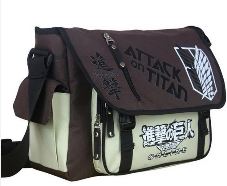 Аниме Shingeki no Kyojin, сумка на плечо, атака на титанов, слинг, школьные сумки, сумка-мессенджер, дорожная мужская сумка - Цвет: Attack on Titan