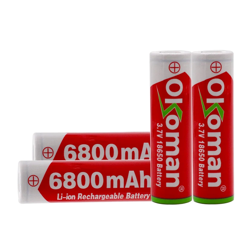 Okoman большая емкость 18650 батарея 6800mAh 3,7 V литий-ионная аккумуляторная батарея для фонарика электрическая игрушка Батарея