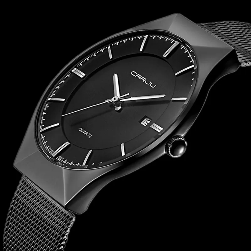 Men Watches Top Brand Luxury Waterproof Ultra Thin Date Black Clock Male Steel Strap Casual Quartz