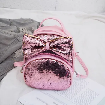 

Backpack Women Fashion Sequin Hit Color Cute Bow Small School Backpacks Mini Travel Student Satchel Shoulder Zipper mochila 2019