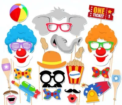 

26pcs/lot Creative Circus Theme Cartoon Photobooth Props Set Birthday Party Cute Photo Props Wedding Party Favors