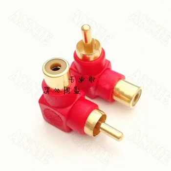 

100pcs/lot RCA Male To RCA Female Bent Converter 90 Degrees Male To Female Socket AV Rectangular Gold plated Connector