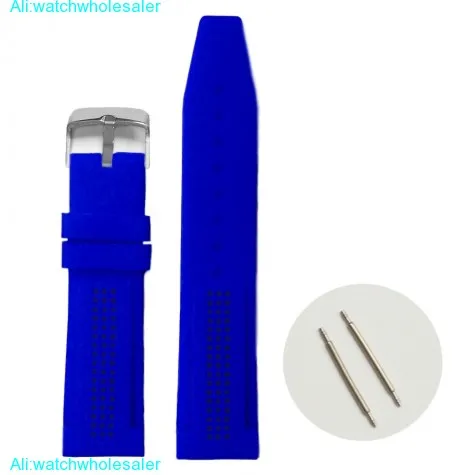 22mm Classic Blue Silicone Jelly Rubber Ladies Men Watch Band Straps WB1075E22JB
