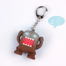 Domo-Kun sound light-emitting LED flashlight key chain cartoon cute chain bag pendant creative gift for children wholesale