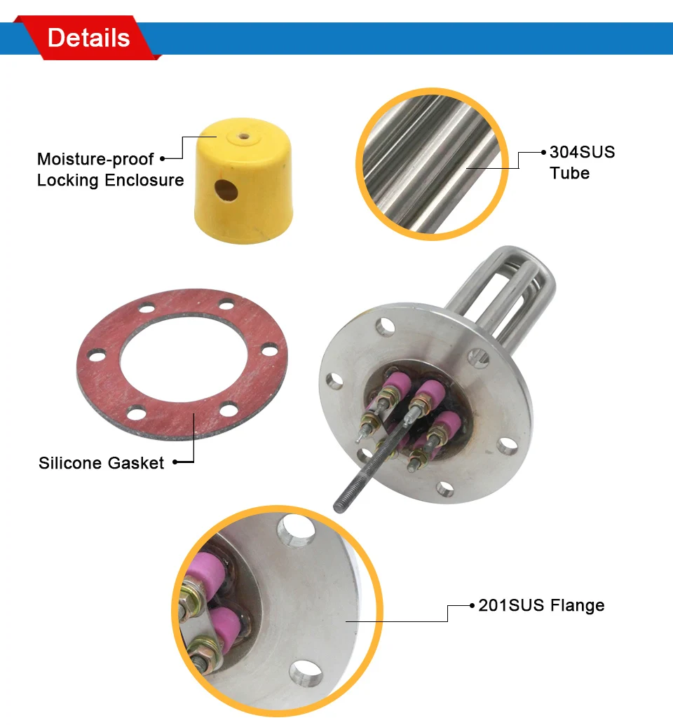 LJXH воды Нагревательный элемент фланца Тип, 220 V/380 V нагревательная труба для Резервуары для воды, 12KW/15KW/18KW Мощность, 500/580/660 мм Длина