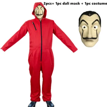 

Hot La Casa De Papel Salvador Dali Mask Cosplay Costume Salvador Dali Cosplay Movie Costume Dali Latex Mask and Clothes
