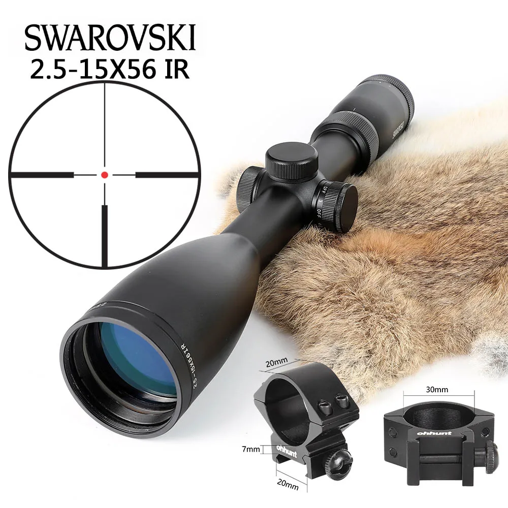 Имитация Swarovskl 2,5-15x56 IRZ3 прицел F15 Red Dot Сетка прицелы для охотничьих ружей сделано в Китае - Цвет: with Picatinny Rings