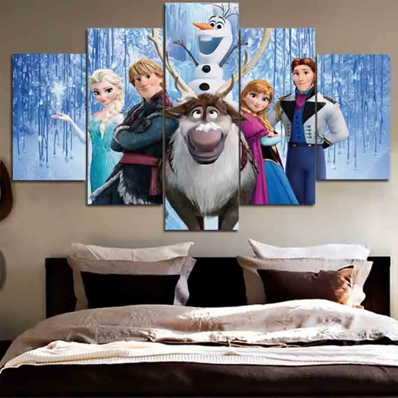 5 Pieces Frozen Poster Wall Art Canvas Painting Nordic ...