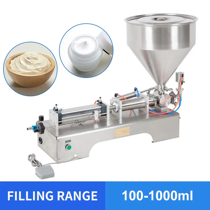 

YTK 100-1000ml Single Head Cream Shampoo Pneumatic Filling Machine Piston Cosmetic Paste Cream Shampoo filling machine grind