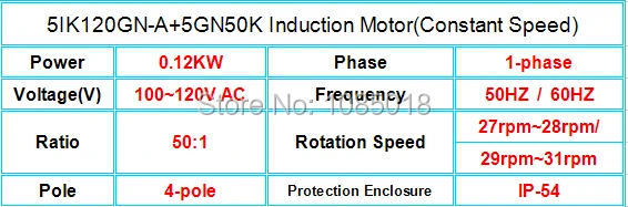 5IK120GN-A+5GN50K Induction Motor(Constant Speed)