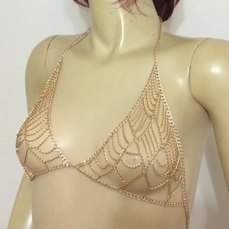 

Women Body Chain swimsuit Metal bra Summer Beach Harness Jewelry new indian sexy lady Waist Belly Chain Bikini Body Necklace
