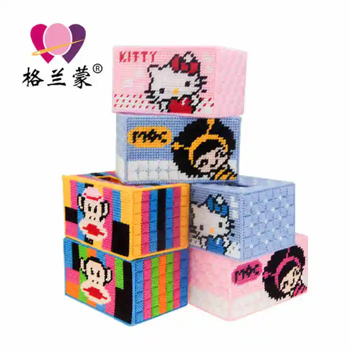 

3D New Cross Stitch Handmade DIY tissue Box Home Decoration Dimensional Embroidery Pumping Tray Storage Box Printing Pictures