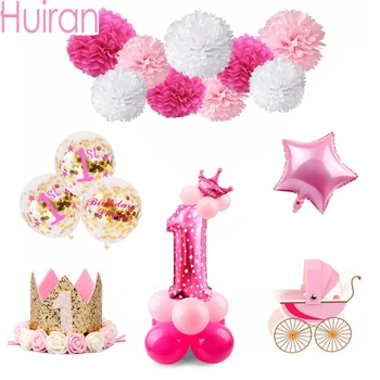 

HUIRAN Happy Birthday Party Favors for Kids Children Party Gift Rainbow Unicorn Headband Hats Birthday Balloon Photo Banner