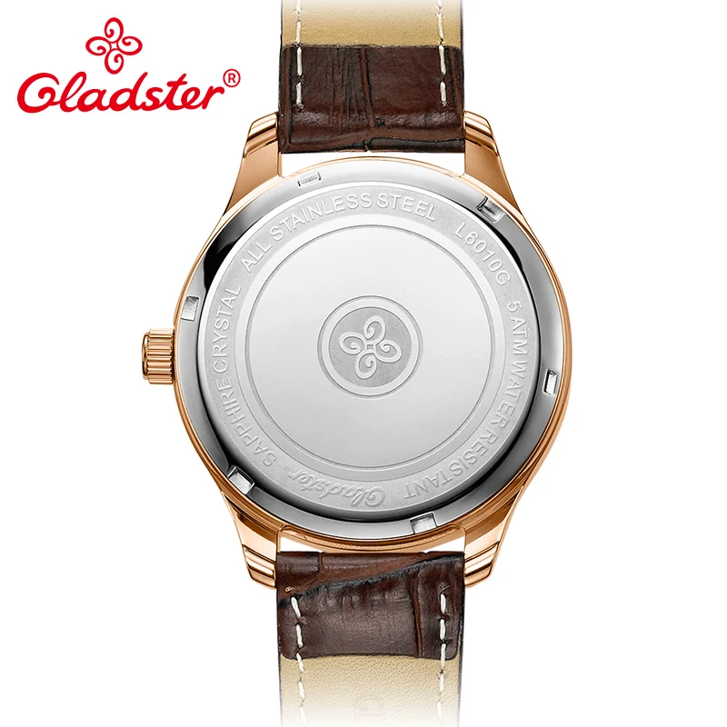 Мужские наручные часы Gladster роскошные японские кожаные Наручные MIYOTA с сапфировым