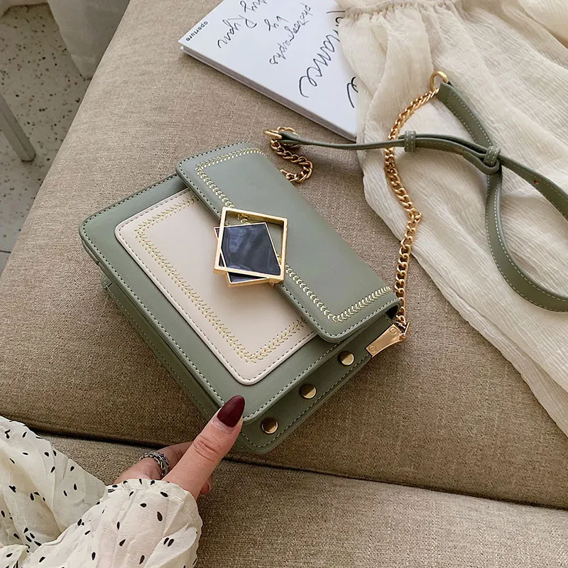 Skup Kontrast kolor skórzane Crossbody torby dla kobiet 2019 torba podróżna mody prosta torba na ramię panie przekroju ciała torba