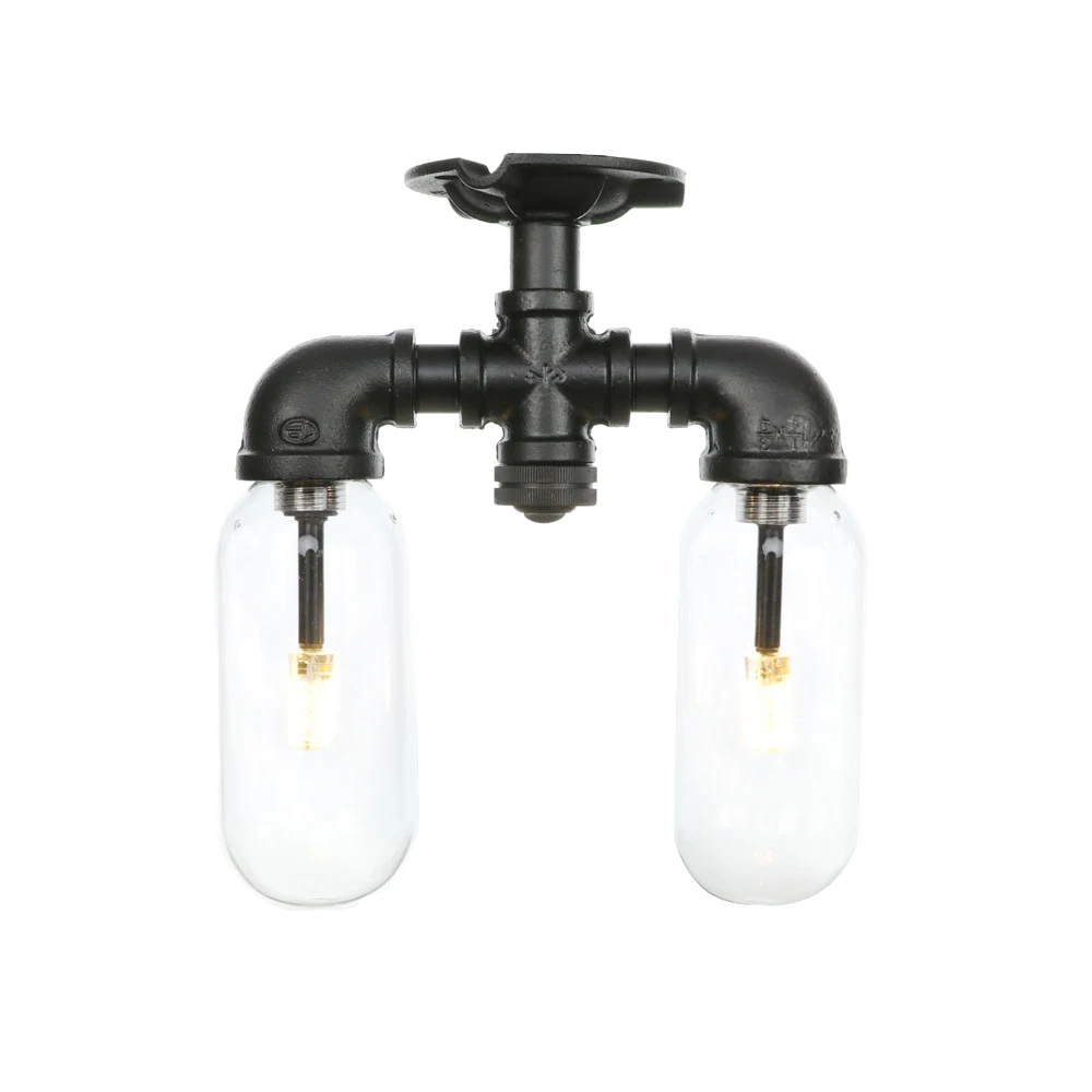 Ретро промышленный потолочный светильник винтажный черный водопровод лампа включает стеклянный абажур лампы гостиной спальни огни домашний свет