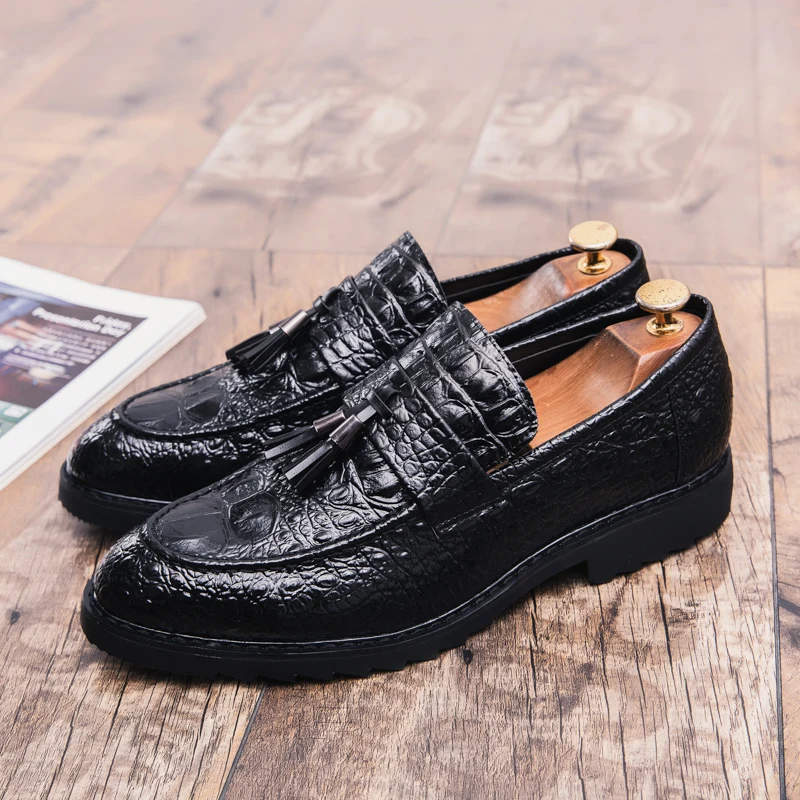 cool unique snake skin men leather shoes fashion moccasins italian designer business male footwear brogue oxford shoes for men  (47)