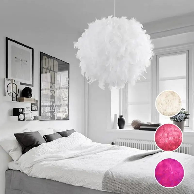 

Droplight Bedroom Feather E27 Kid Bedroom Decorates Lamp Exhibition Hall Simple Decoration Feather Droplight Ball Lamp Z3