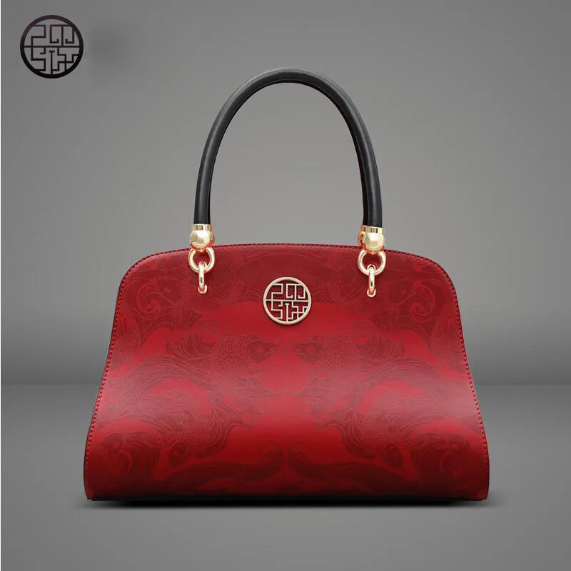 Разделение кожаная женская сумка Новинка китайский стиль сумка модные сумки банкетный посылка