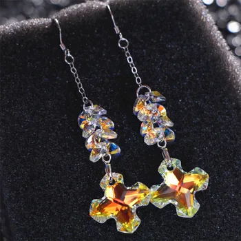

Top Quality Handmade Exquisite Long Crystal Drop Earrings Fashion Summer Bohemia Greek Cross Ear Brincos Jewelry Free Shipping