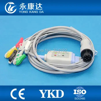 

YKD N-250 6 pin ECG Cable with 5lead,IEC,Clip No resistance type