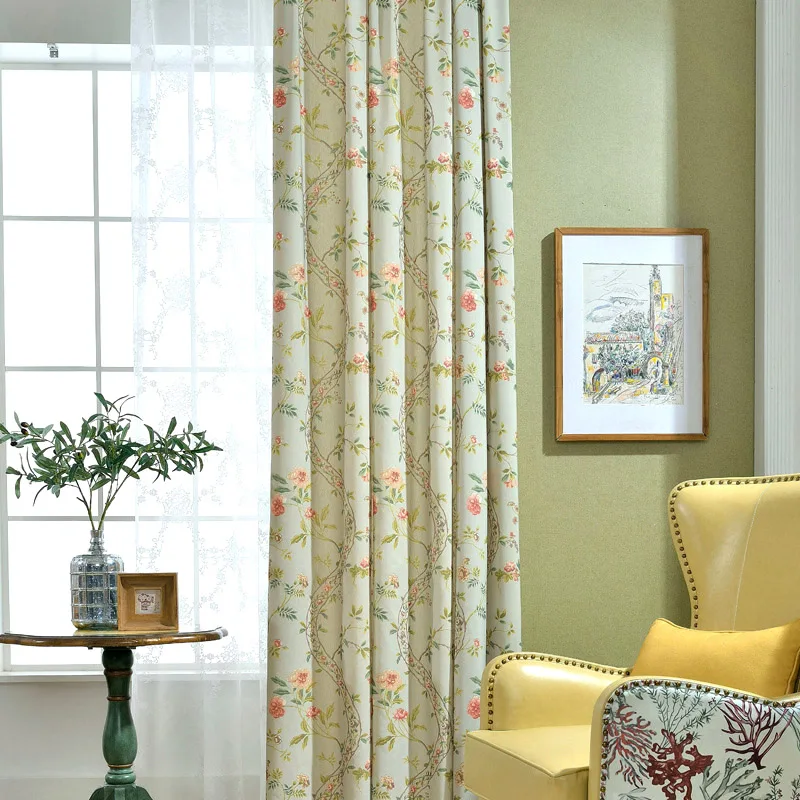Современные деревенские полиэстер хлопок печатных занавески с цветами балкон шторы для спальни для гостиной окна AXY8089