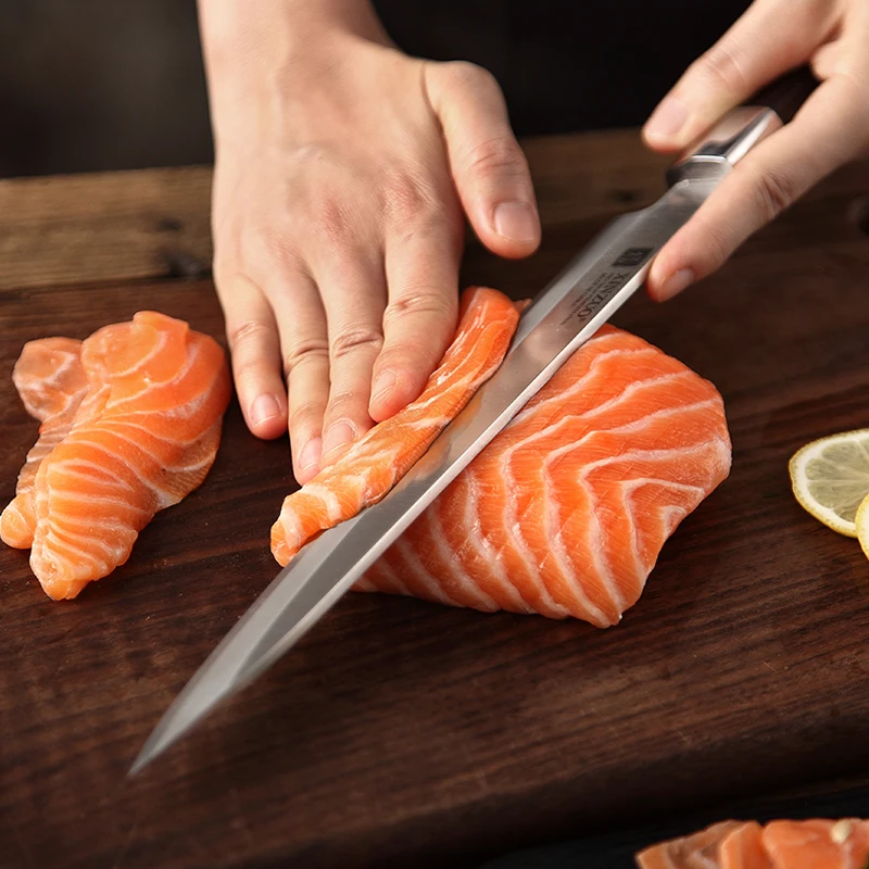  2019 XINZUO 240/270/300MM Sushi Knife with Scabbard Cover X9Cr18MoV Steel Kitchen Knives Cleaver Sa - 32829054735