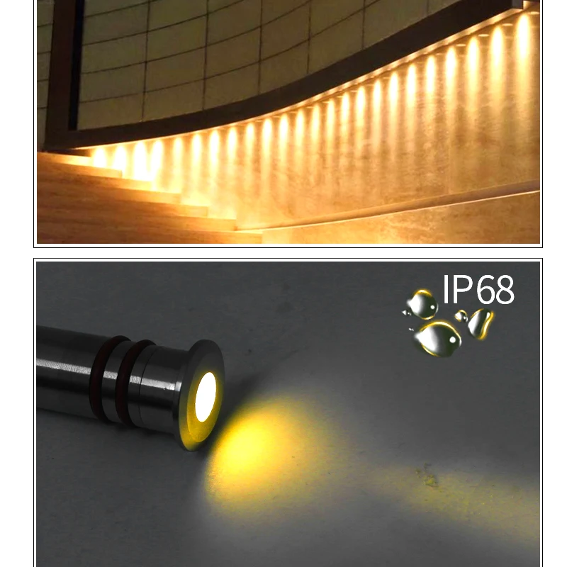 Точечный мини 1 Вт Встроенный светодиодный наружный водонепроницаемый из нержавеющей стали круглый погребенный свет шаговый свет 12 в лестничный прожектор