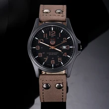 2017 de SOKI Top Marque De Luxe Vintage Classique Horloge Hommes Étanche Date Bracelet En Cuir Sport Quartz Armée Montres Relogio Masculino