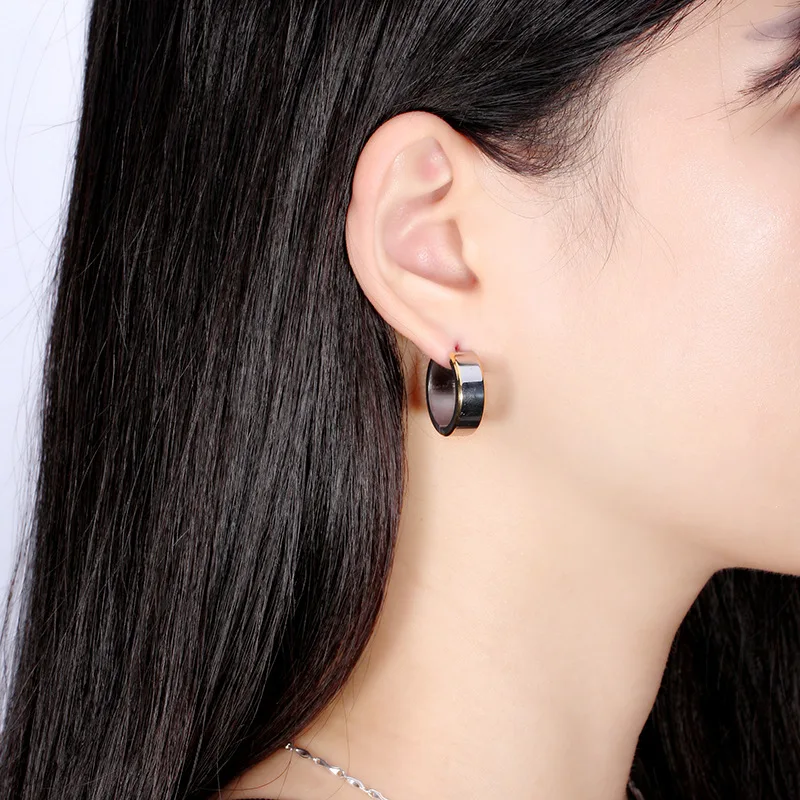 Three layer plated titanium steel earrings Polished 316L stainless