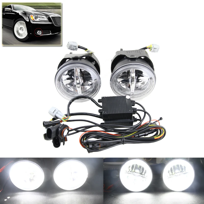 New Led Front Fog Light Kit Assembly W/ White DRL Halo Rings For Chrysler 300 Base C SRT8 Sedan 4-Door Car Styling Auto Lamp