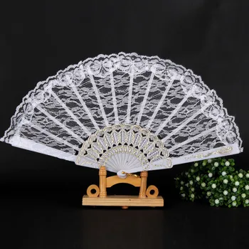 

50pcs/lot NEW! wedding WHITE LACE FAN Hand Fans FANCY DRESS GEISHA / SPANISH DHL free shipping