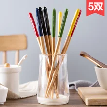 Домашняя древесина лотоса CHOPSTICKS остроконечная 5 пар Бытовая утварь креативная Защита окружающей среды твердый Противоскользящий длинный Быстрый сын